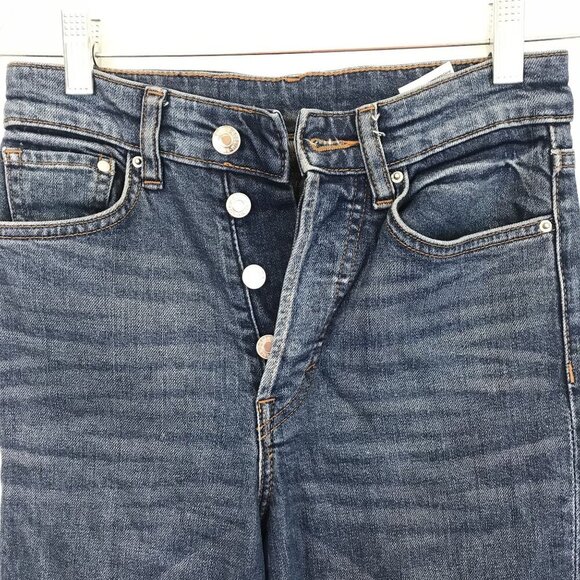 & DENIM Vintage Fit High Waist Straight Button-Fly Jeans Size 27 Medium Wash Den - Picture 6 of 10
